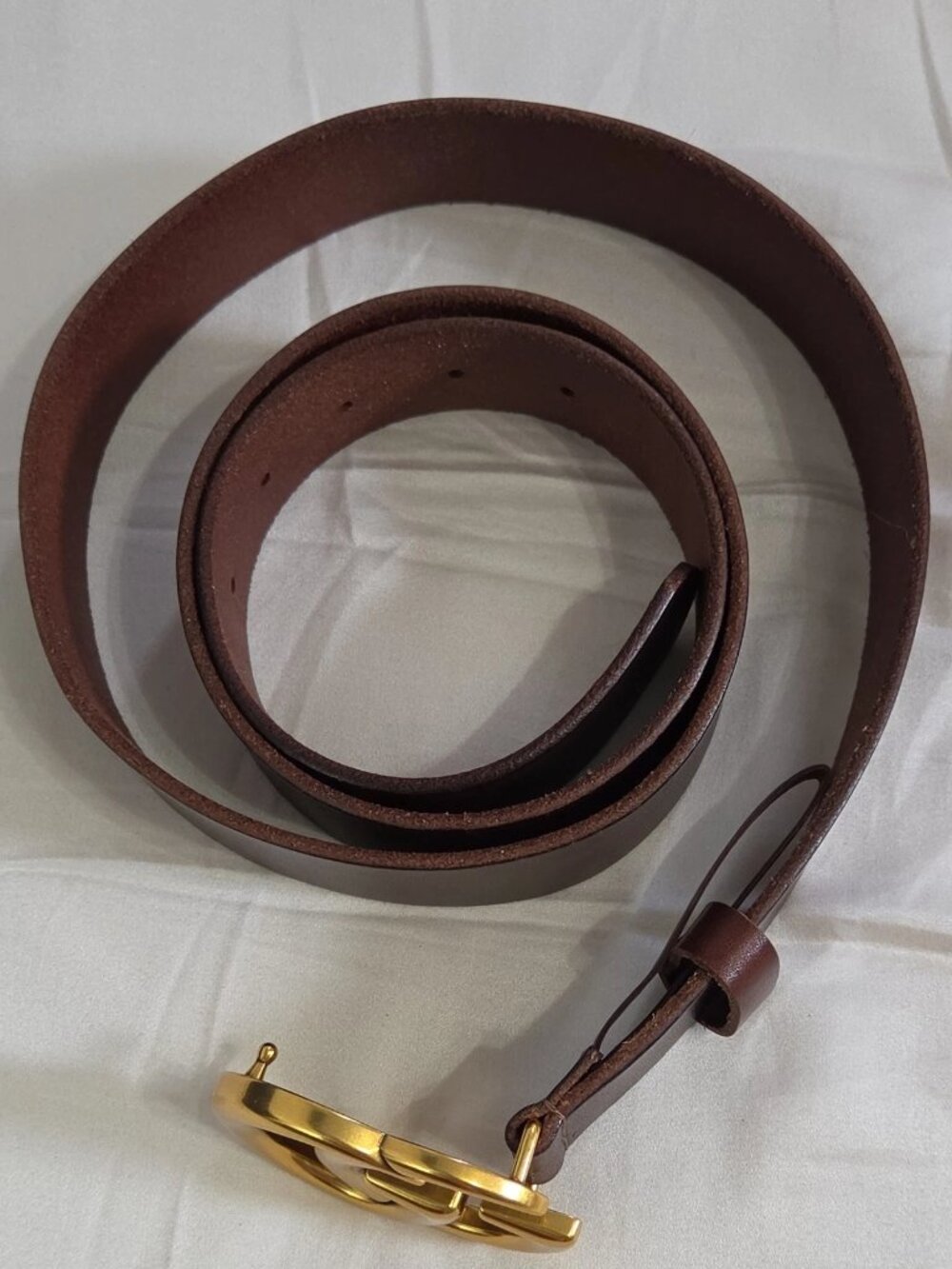 Gucci Brown Leather Marmont Wide Belt with Gold Double G Buckle